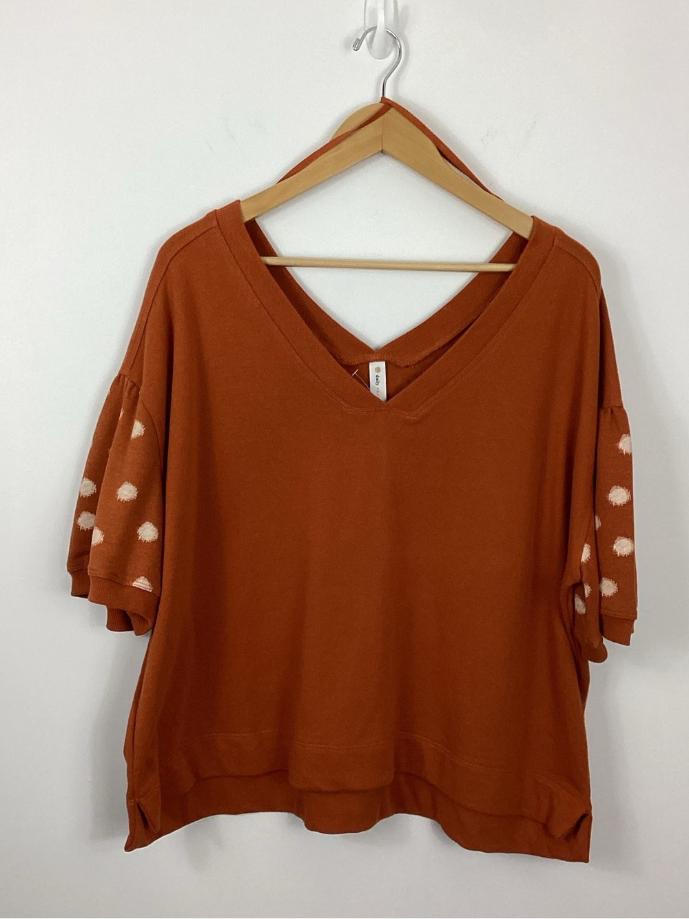 Daily Practice Puff Polka Dot Sleeve Sweatshirt Top Size XL NWT